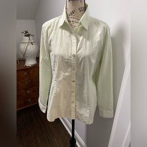 Chico’s Green Striped Blouse